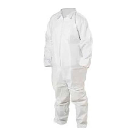 Keystone Safety KeyGuard Coverall, Elastic Wrists & Ankles, Zipper Front, Single Collar, White, 3XL, 25/CS CVL-KG-E-3XL
